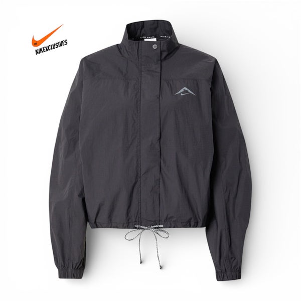 Black Women's Medium Nike Jacket (New) Nike Trail Repel UV Running Jacket Reflective FN5925-010