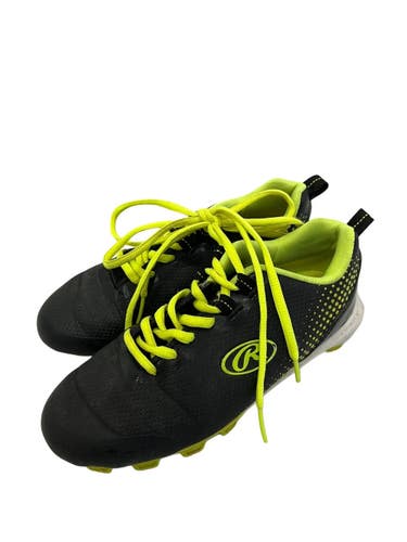 Used Rawlings BB/SB CLEATS BB/SB Cleats Black And Neon Green Junior 02 11692-S000158718