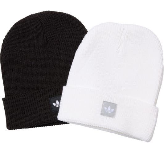 Adult Unisex One Size Fits All Adidas Hat (New) adidas Originals Trefoil Beanie 2-Pack
Black White