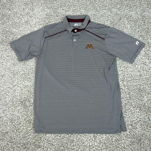 Minnesota Golden Gophers Shirt Mens Large Gray NCAA Football Russell Golf Polo
