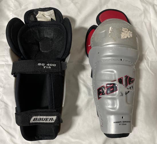 Used Bauer 400 Youth Shin Guards Grey 9" 11735-S000346024