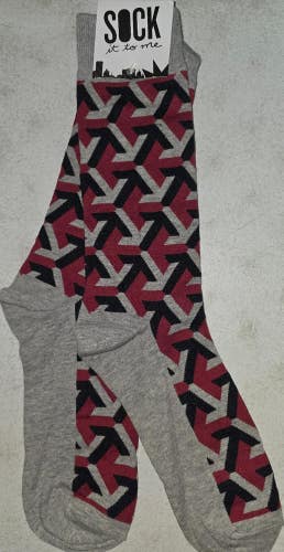 ST1 MENS Sock It To Me Maroon/Black/Gray Crew Length Socks FREE SHIPPING