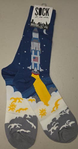 ST2 MENS Sock It To Me "Space Rocket Galaxy" Crew Length Socks FREE SHIPPING