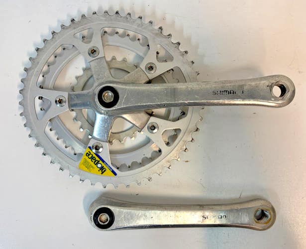 Vintage Shimano FC-B124 170mm 48/38/24 Silver Aluminum Biopace Triple Crankset