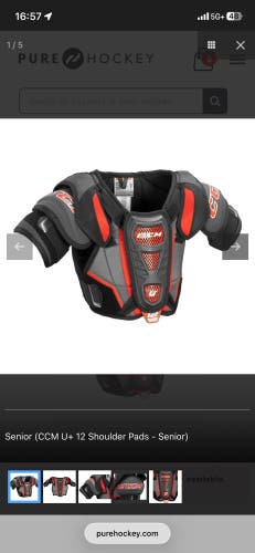 CCM U+ 12 - Shoulder Pads - preowned - Junior Large - Black & Red