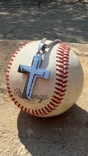 Stainless Steel Silver Double Layer Cross and chain set