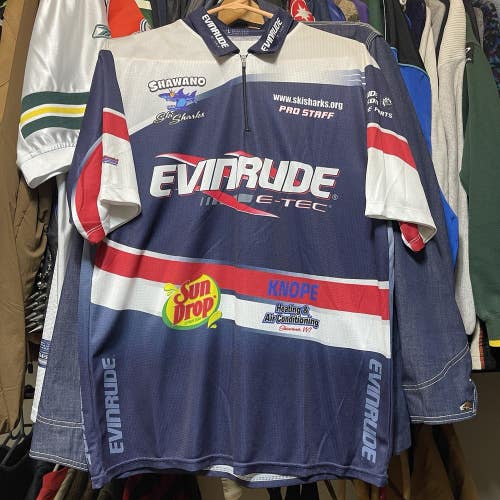 Evinrude E-Tec 1/4 Zip Collared Fishing Jersey Shirt Wisconsin Mens Size Large