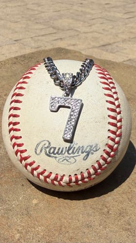Stainless Silver Custom CZ Pave #7 chain & pendant set