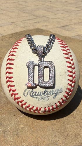 Stainless Silver Custom CZ Pave #10 chain & pendant set