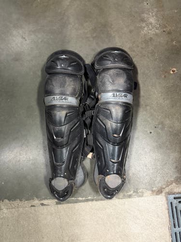 16.5” All Star System 7 Catcher's Leg Guards (Black)