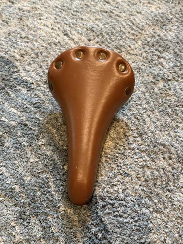 Vintage Velo Brown Bicycle Saddle w/ Metal Rivets Retro Road Bike Seat