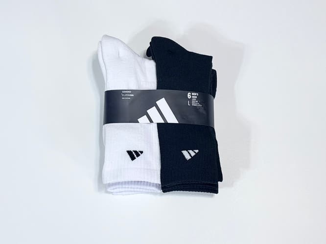 Adidas ClimaCool Arch Compression Men's Cushioned Crew Socks 6-Pack white black adult large NEW