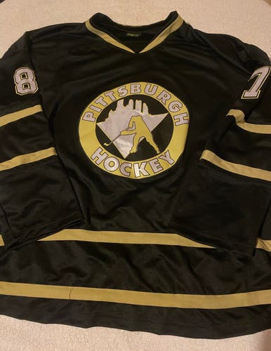 Pittsburgh Hockey Jersey Adult XXL Black with Gold #87