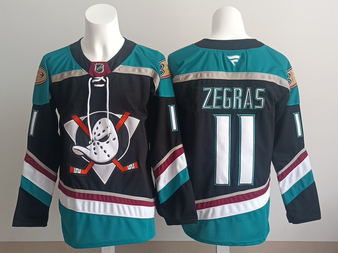 Men's Anaheim Ducks Trevor Zegras #11 Stitched Black Jersey Ice Hockey Jersey size 50