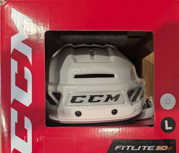 Brand New Large White CCM Fitlite 3DS Helmet