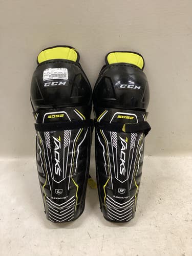 Used CCM TACKS 3092 Senior Shin Guards Black And Yellow 13" 11725-S000508027