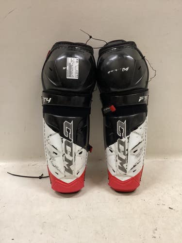 Used CCM FT4 Senior Shin Guards White/Black/Red 14" 11725-S000508880
