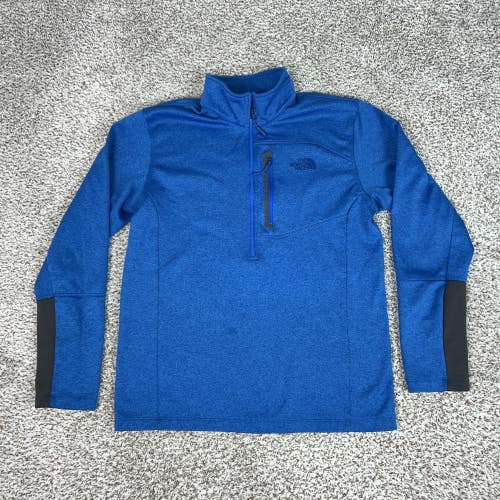 North Face Pullover Mens Large Blue Fleece Quarter Zip Long Sleeve Hiking Top