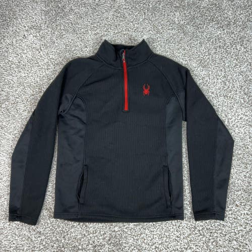 Spyder Pullover Mens Small Black Quarter Zip Fleece Core Sweater Ski Outdoor
