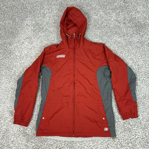 Columbia Jacket Womens Medium Red Hooded Windbreaker Full Zip Hiking Outdoor