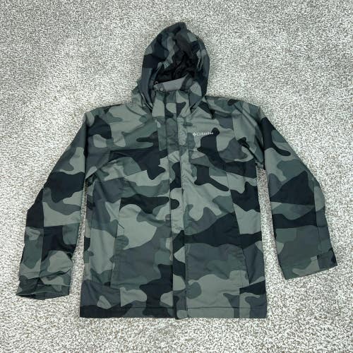 Columbia Jacket Boys Large 14/16 Gray Camo Hooded Omni-Heat Ski Winter Coat