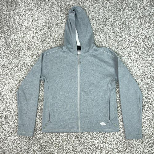 North Face Hoodie Womens Medium Gray Full Zip Fleece Logo Outdoor Jacket Hiking