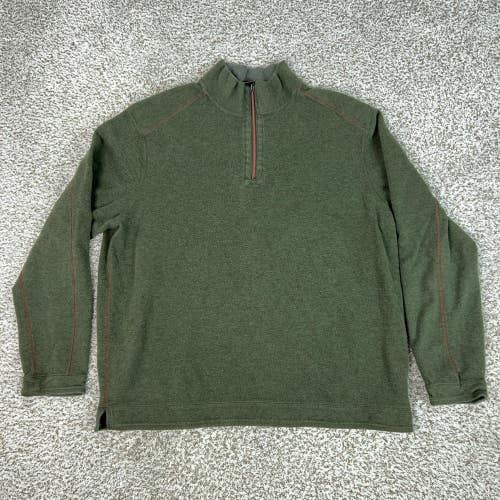 Tommy Bahama Sweater Mens XL Green Reversible 1/4 Zip Mock Neck Pullover Casual