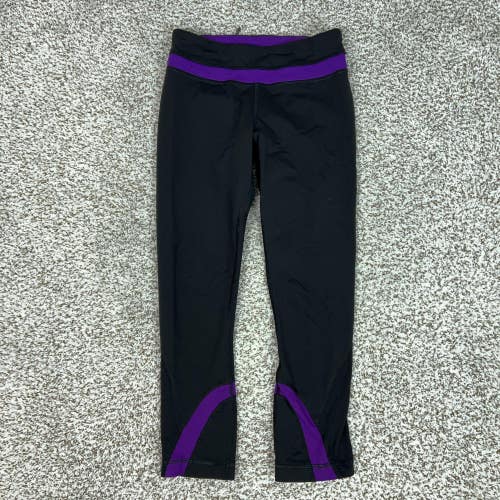 Lululemon Pants Womens 4 Black Purple Inspire Crop Leggings Running Gym Yoga