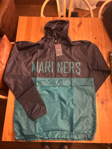 NWT mens medium tall/MT fanatics seattle mariners 1/4 zip anorak windbreaker jacket