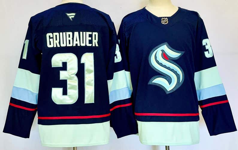 Seattle Kraken Grubauer #31 Stitched Navy Jersey Ice Hockey Jersey SIze 54