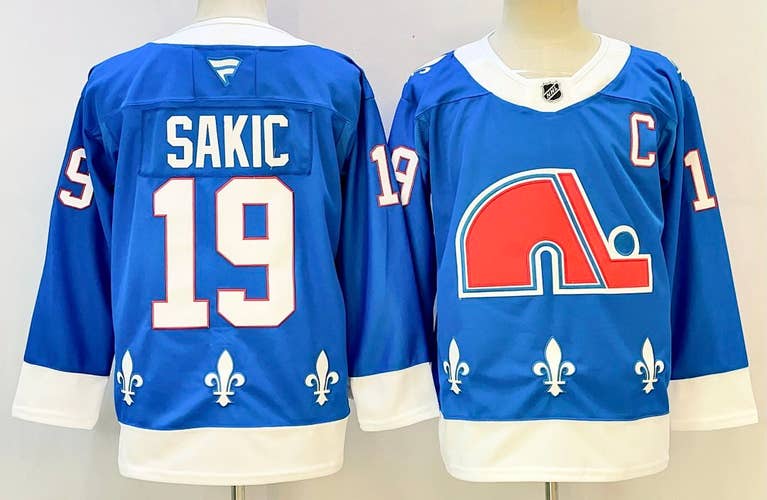 Quebec Nordiques Joe Sakic #19 Stitched Blue Jersey SIze 46 Ice Hockey Jersey