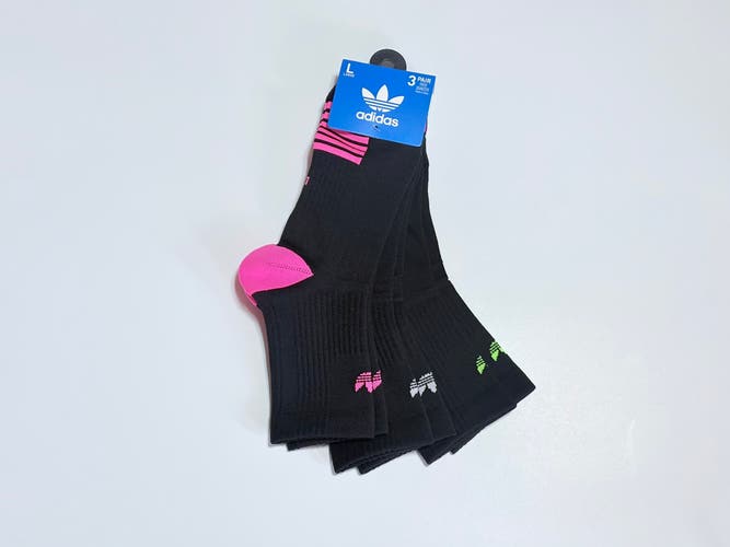 Black Adult Unisex Large Adidas Socks (New) adidas Originals Trefoil Tech High Quarter Socks 
3-Pack