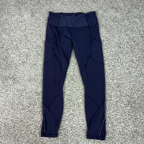Lululemon Pants Womens 8 Blue Ankle Leggings Mesh Pockets Running Gym Workout