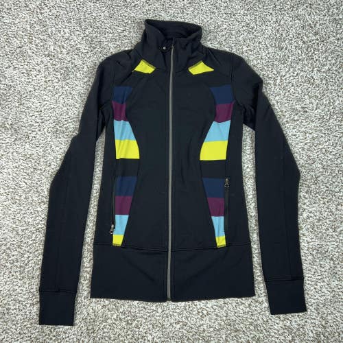 Lululemon Jacket Womens Small Black Colorblock Nice Asana Full Zip Thumbholes