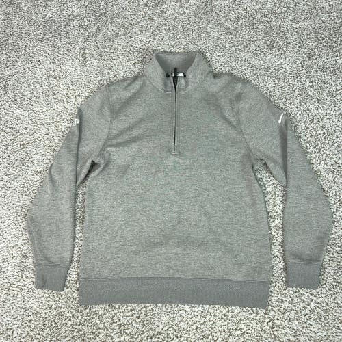 Nike Pullover Mens Medium Gray Fleece 1/4 Zip Mock Neck Sweater Logo Swoosh Top