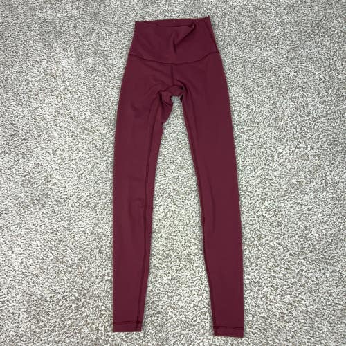 Lululemon Pants Womens 4 Red High Rise Ankle Leggings Yoga Gym Workout Sport