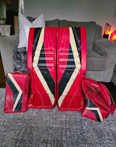 Jordan Binnington Team Canada 4 Nations TRUE Catalyst PX5 Pro Stock Goalie Set - 34+3