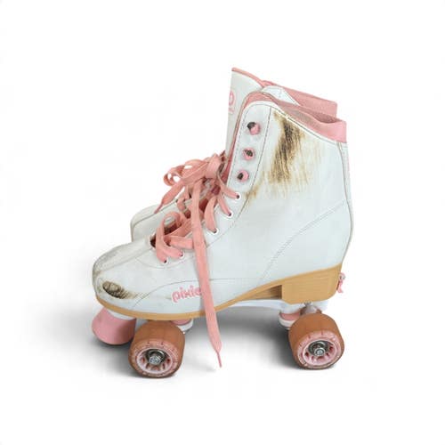 Used RollerDerby PIXIE ADJUSTABLE 7-10 Senior Roller Quad Skates White Adjustable 11735-S000370562