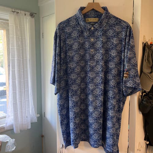 Donald Ross Blue Floral XXL Men's Shirt Logo (Used)