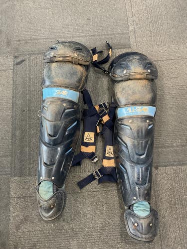 Used All-Star SHINGUARDS Catchers Leg Guards Navy Blue Intermed 11614-S000246026