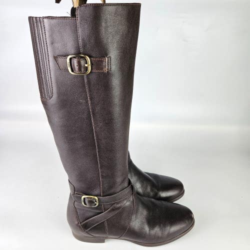 UGG Beryl Brown Leather Tall Riding Equestrian Boots Women's Size: 8 Side Zip