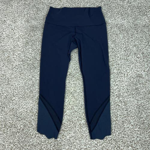 Lululemon Leggings Womens 8 Navy Blue High Rise Mesh Yoga Athletic Workout Gym
