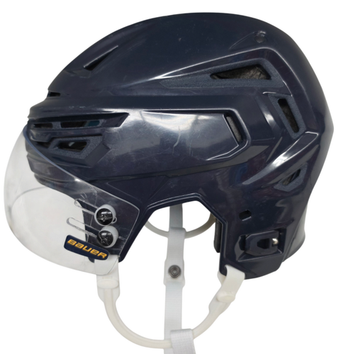 BAUER REAKT 150 PRO STOCK HOCKEY HELMET NAVY MEDIUM THUNDERBIRDS #8 AHL (16037)