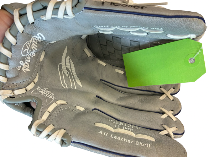 Used Rawlings SURE CATCH 12 INCH BB/SB Glove RH Throw Grey 12" 11682-S000140845