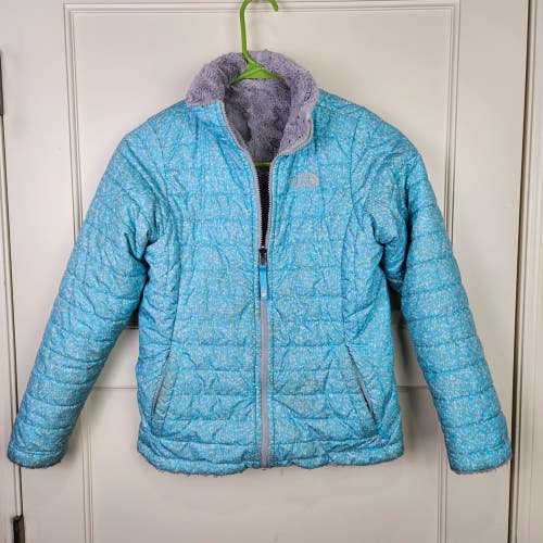 The North Face Girl Reversible Mossbud Swirl Jacket Gray Blue Junior Size: L
