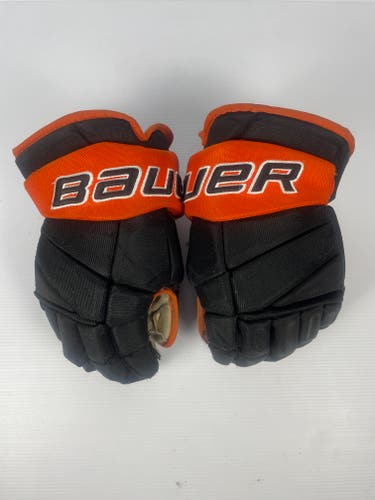 Used 14" Bauer Vapor Team Pro Pro Stock Hockey Gloves - Black/Orange