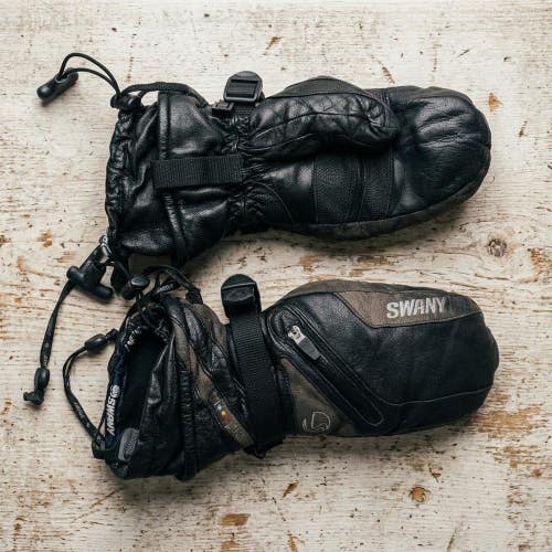 Swany Mens S Black Genuine Leather Ski Mittens SX-44 Snowboard Winter Gorpcore