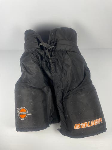 Used Senior Large Bauer Custom Pro Pro Stock Hockey Pants - Black/Orange