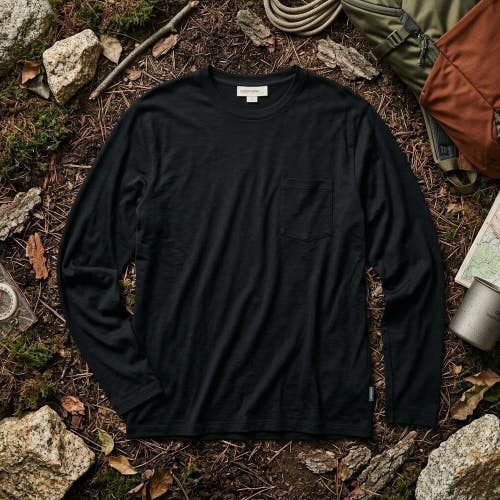 Icebreaker Mens M Black Merino Wool Long Sleeve T-Shirt Chest Pocket Gorpcore