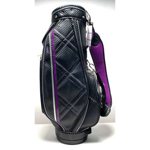 XXIO Caddy Cart Bag Black 5-Way Divide Single Strap Black Purple Ladies Golf Bag